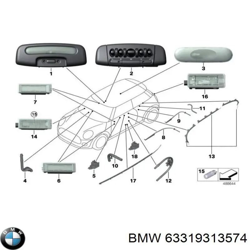 Купить 9313574 BMW Лампа подсветки в двери