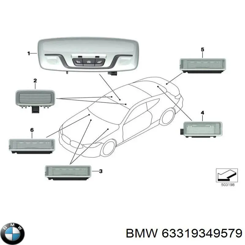 Купить 63319349579 BMW Плафон подсветки багажного отсека