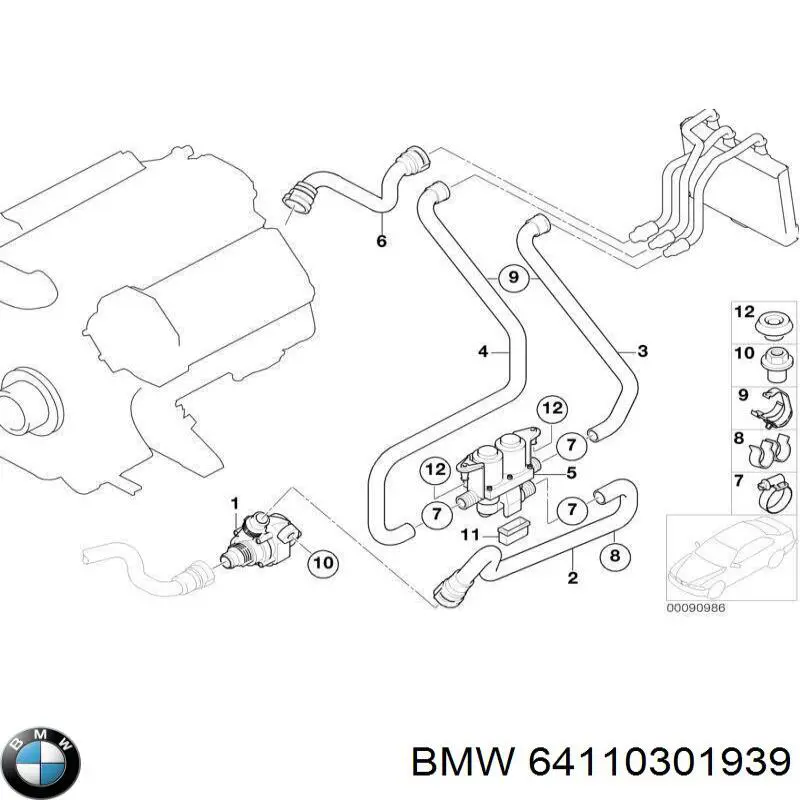 Кран отопителя BMW 64110301939