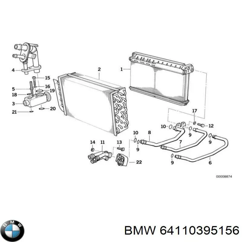 64110395156 BMW кольцо уплотнительное трубки радиатора печки