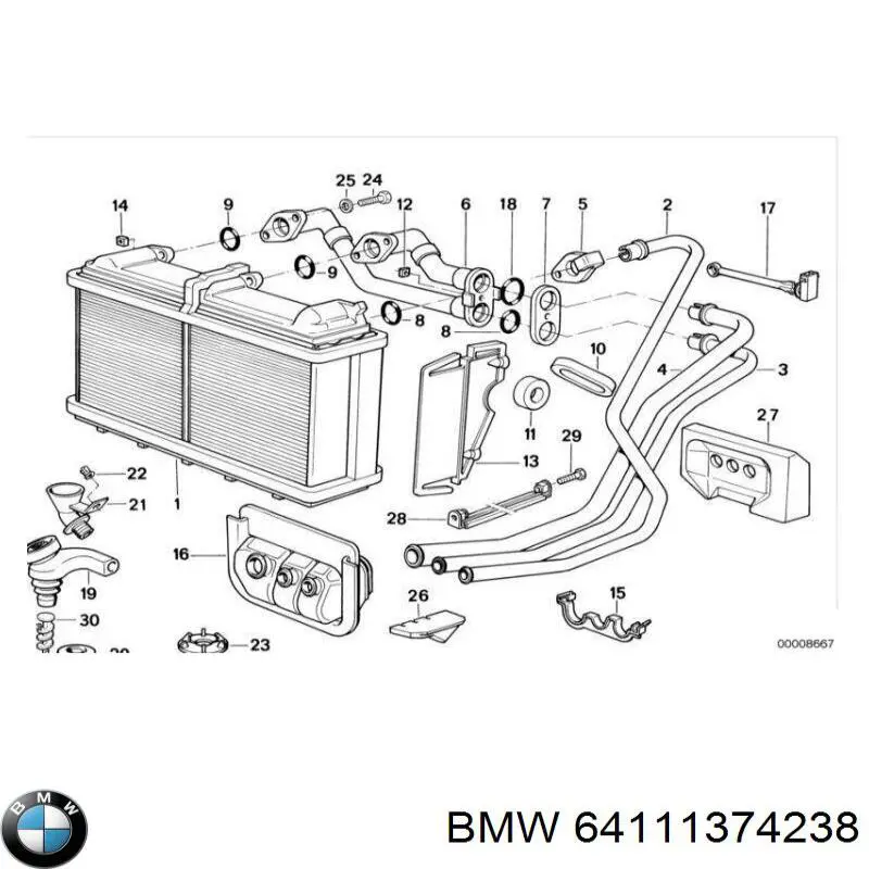64111374238 BMW кольцо уплотнительное трубки радиатора печки