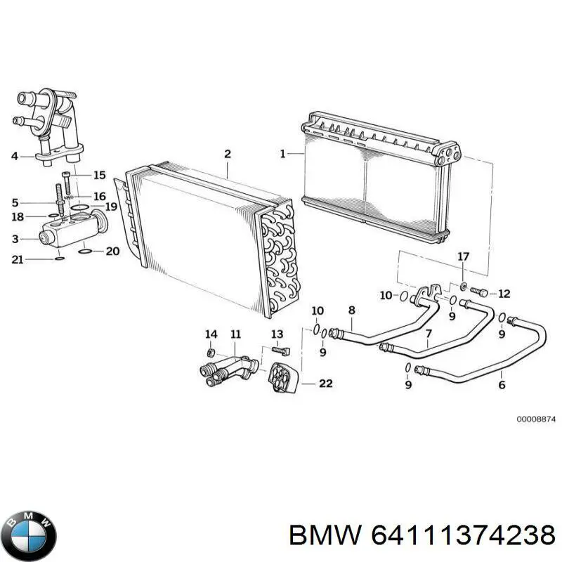 Купить 64111374238 BMW Уплотнительное кольцо трубки радиатора печки