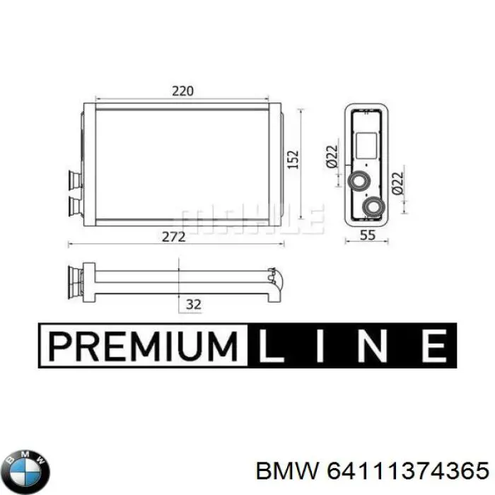 Купить 64111374365 BMW Радиатор печки