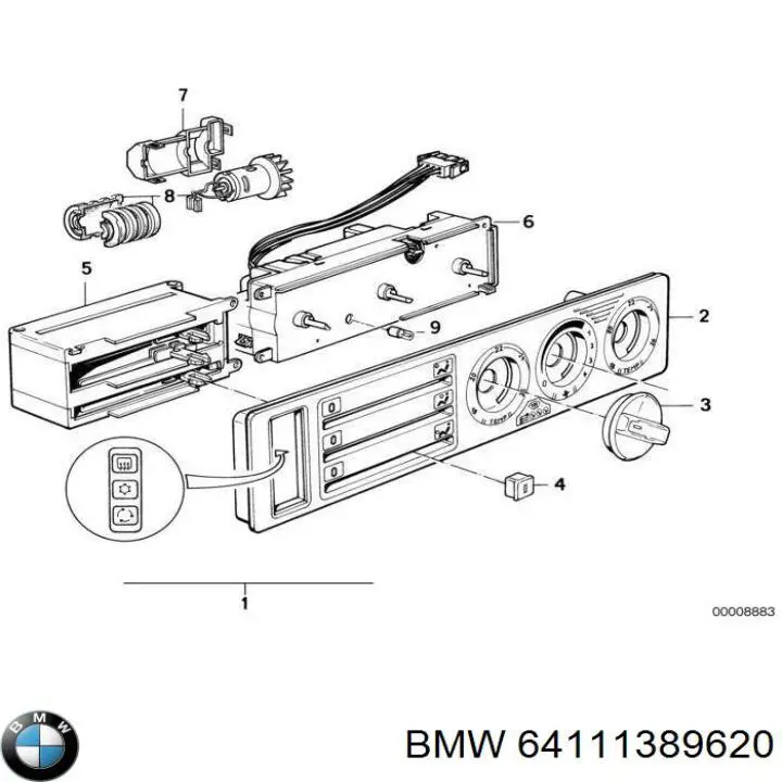 64111389620 BMW блок управления режимами отопления/кондиционирования