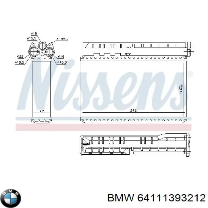 Радиатор печки 64111393212 BMW