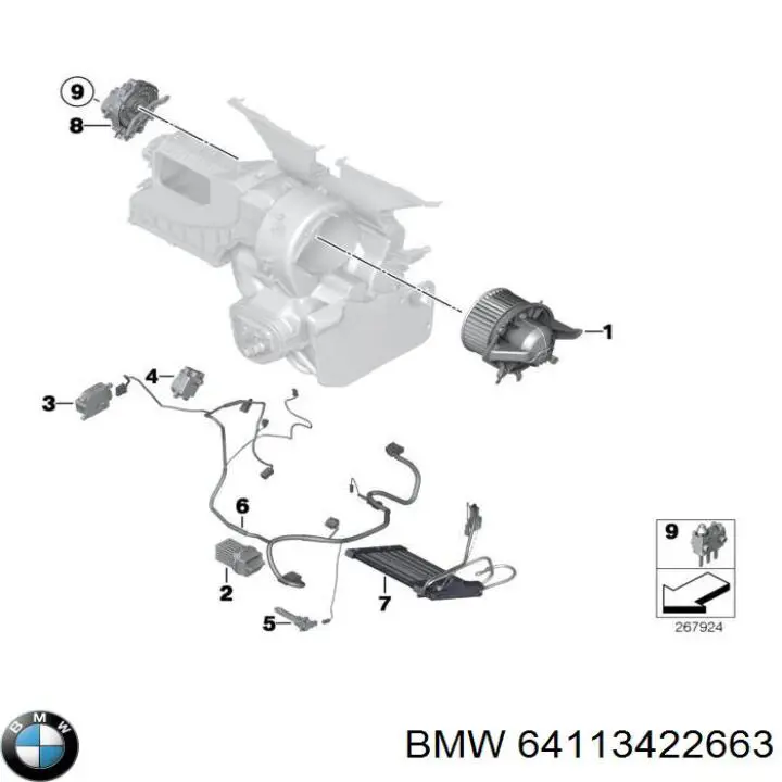 Резистор (сопротивление) вентилятора печки (отопителя салона) BMW 64113422663
