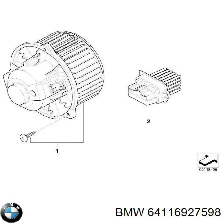 Купить 64116927598 BMW Электродвигатели (электродвигатель отопителя) или розетка прицепа штепсельная