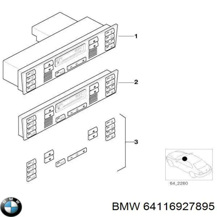 64116927895 BMW unidade de controlo dos modos de aquecimento/condicionamento