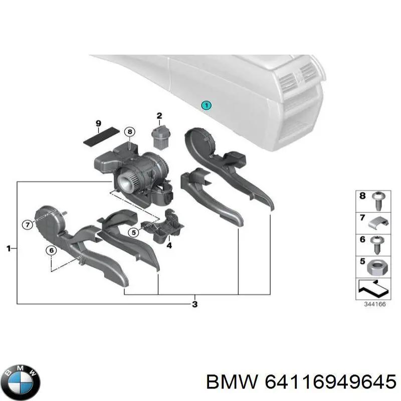 Резистор (сопротивление) вентилятора печки (отопителя салона) BMW 64116949645