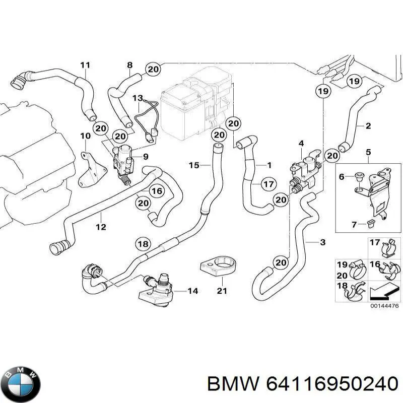 64116950240 BMW помпа водяная (насос охлаждения, дополнительный электрический)