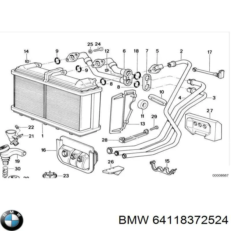 Шланг радиатора отопителя (печки), сдвоенный на BMW 5 (E34) купить.