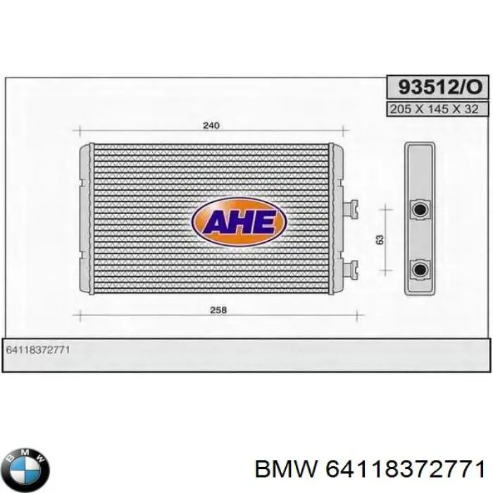 Радиатор печки (отопителя) BMW 64118372771