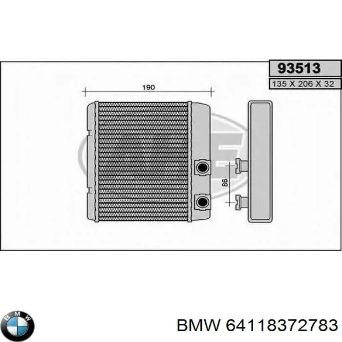 Радиатор печки (отопителя) BMW 64118372783