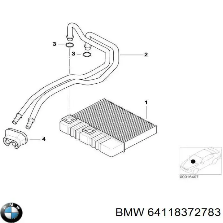 Купить 64118372783 BMW Радиатор печки