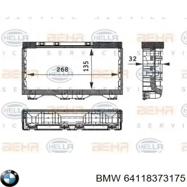 Радиатор печки (отопителя) BMW 64118373175 цена, от 54.80 USD
