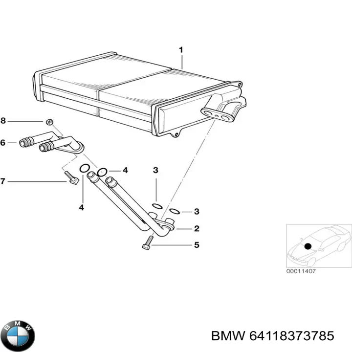 8373785 BMW Радиатор отопителя салона