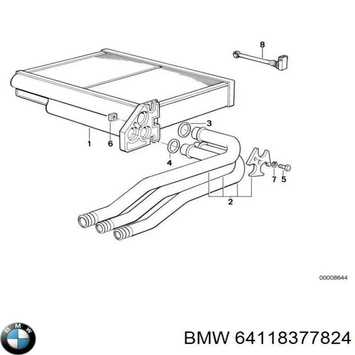 Уплотнительное кольцо трубки радиатора печки 64118377824 BMW