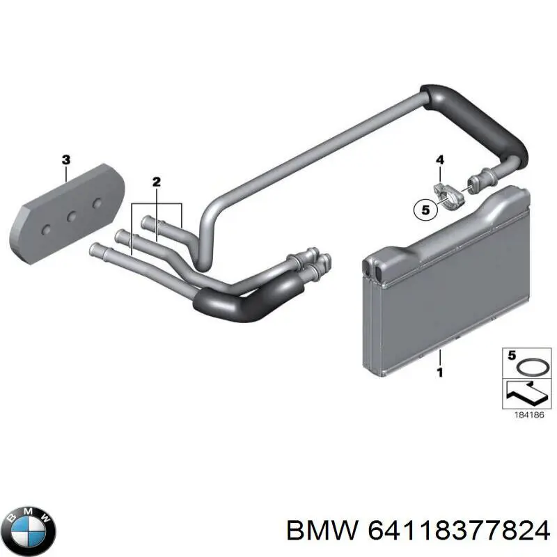 64118377824 BMW кольцо уплотнительное трубки радиатора печки