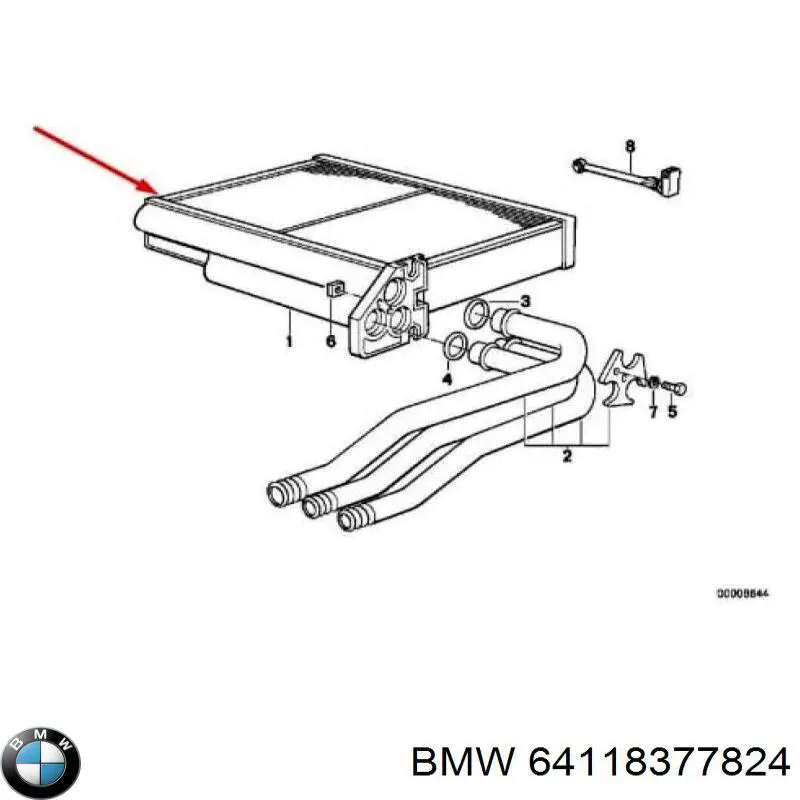 Купить 64118377824 BMW Уплотнительное кольцо трубки радиатора печки