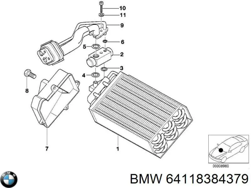 64118384379 BMW клапан trv кондиционера