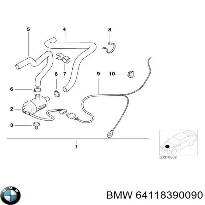 64118390090 BMW помпа водяная (насос охлаждения, дополнительный электрический)