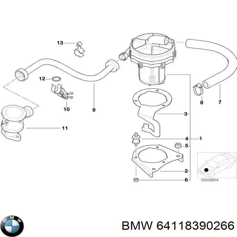 64118390266 BMW vedante anular de tubo do radiador de forno
