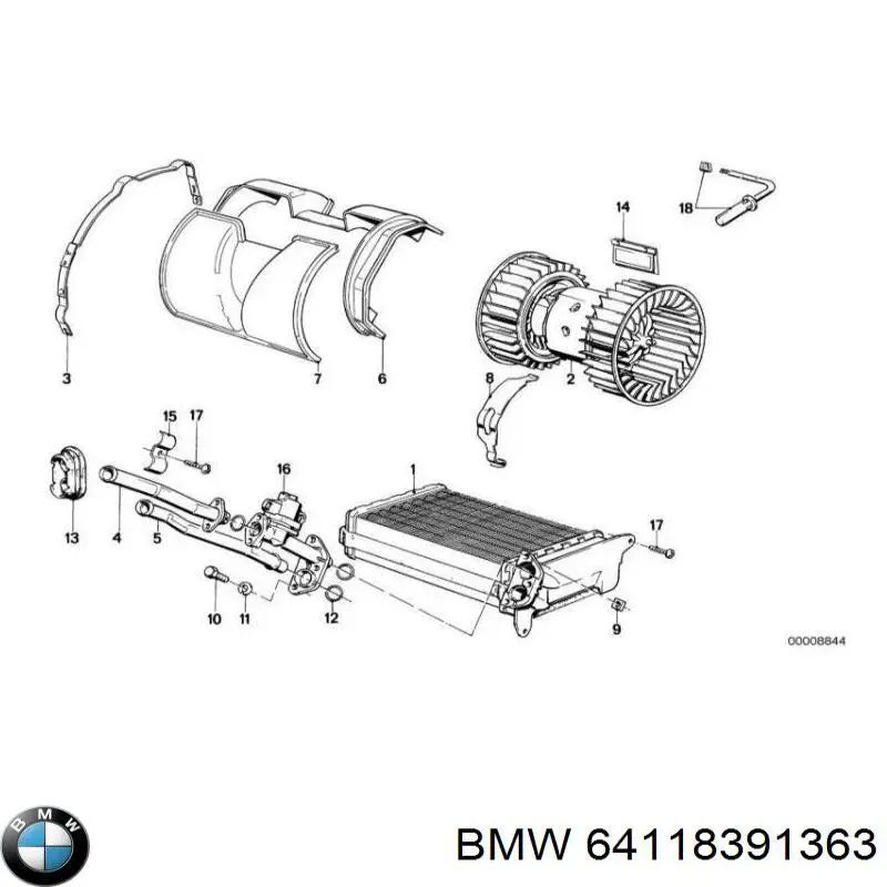 Радиатор печки (отопителя) BMW 64118391363