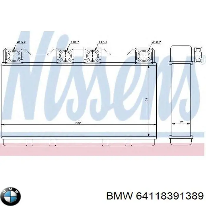 Радиатор печки (отопителя) BMW 64118391389 цена, от 227.05 USD