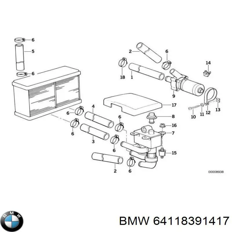 64111382299 BMW Кран системы отопления