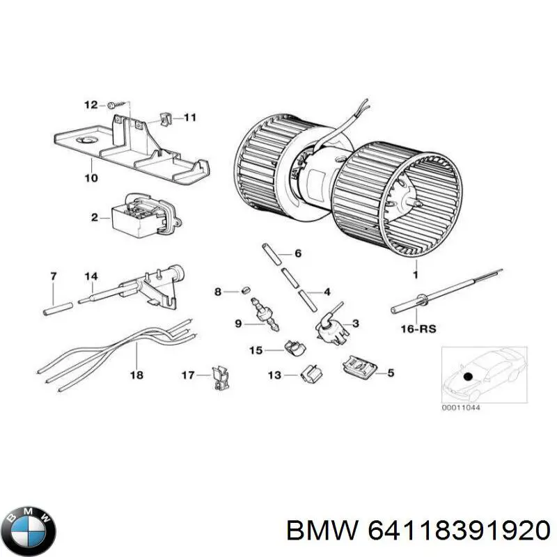 Вентилятор печки 64118391920 BMW