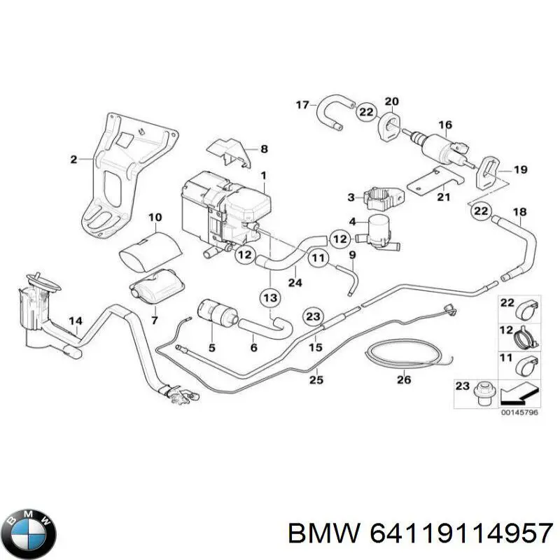 64119114957 BMW bomba de água (bomba de esfriamento, adicional elétrica)