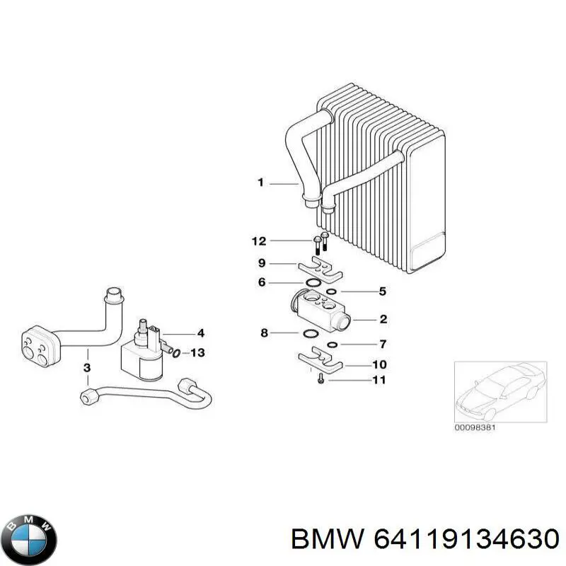 Радиатор испарителя кондиционера BMW 64119134630 цена, от 84.13 USD