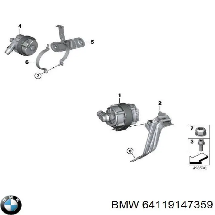 64119147359 BMW bomba de água (bomba de esfriamento, adicional elétrica)