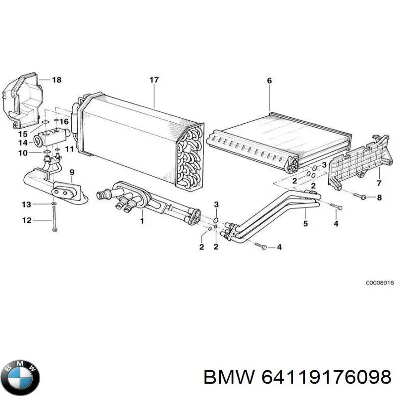 64119176098 BMW Радиатор отопителя салона