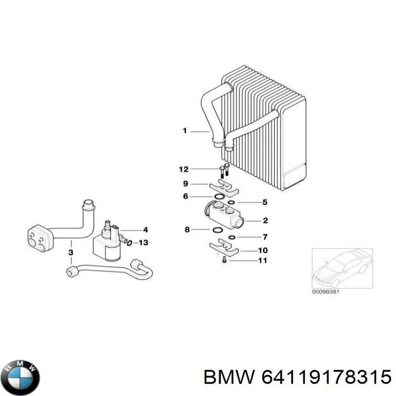 64119178315 BMW клапан trv кондиционера