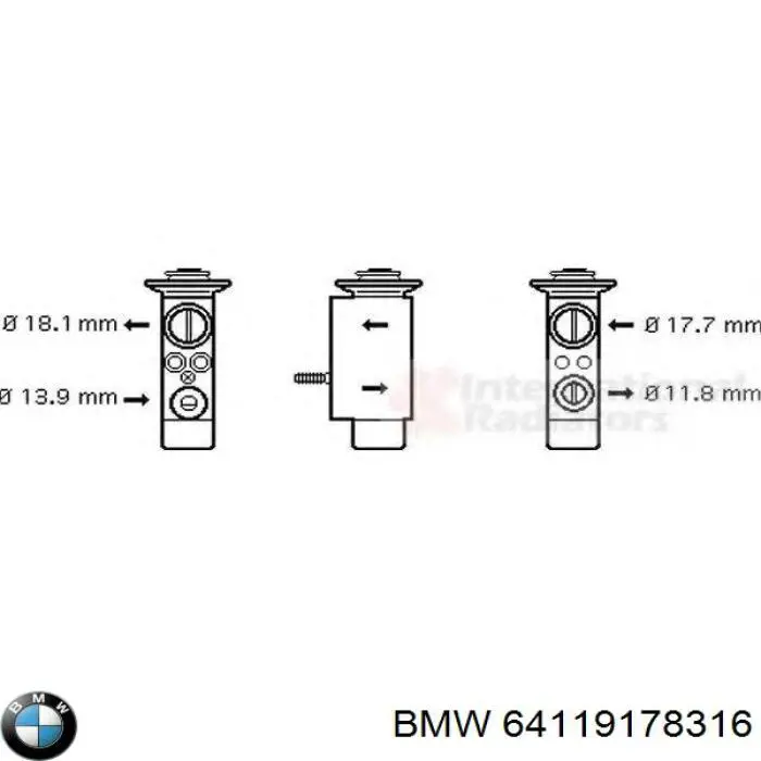 Válvula de expansión, aire acondicionado 64119178316 BMW