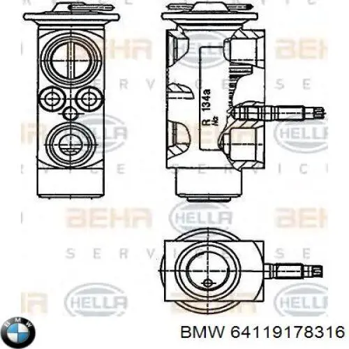 Клапан TRV кондиционера 64119178316 BMW