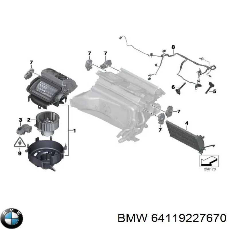 Мотор вентилятора печки (отопителя салона) BMW 64119227670 цена, от 27.23 USD
