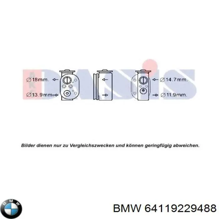 Клапан TRV кондиционера 64119229488 BMW