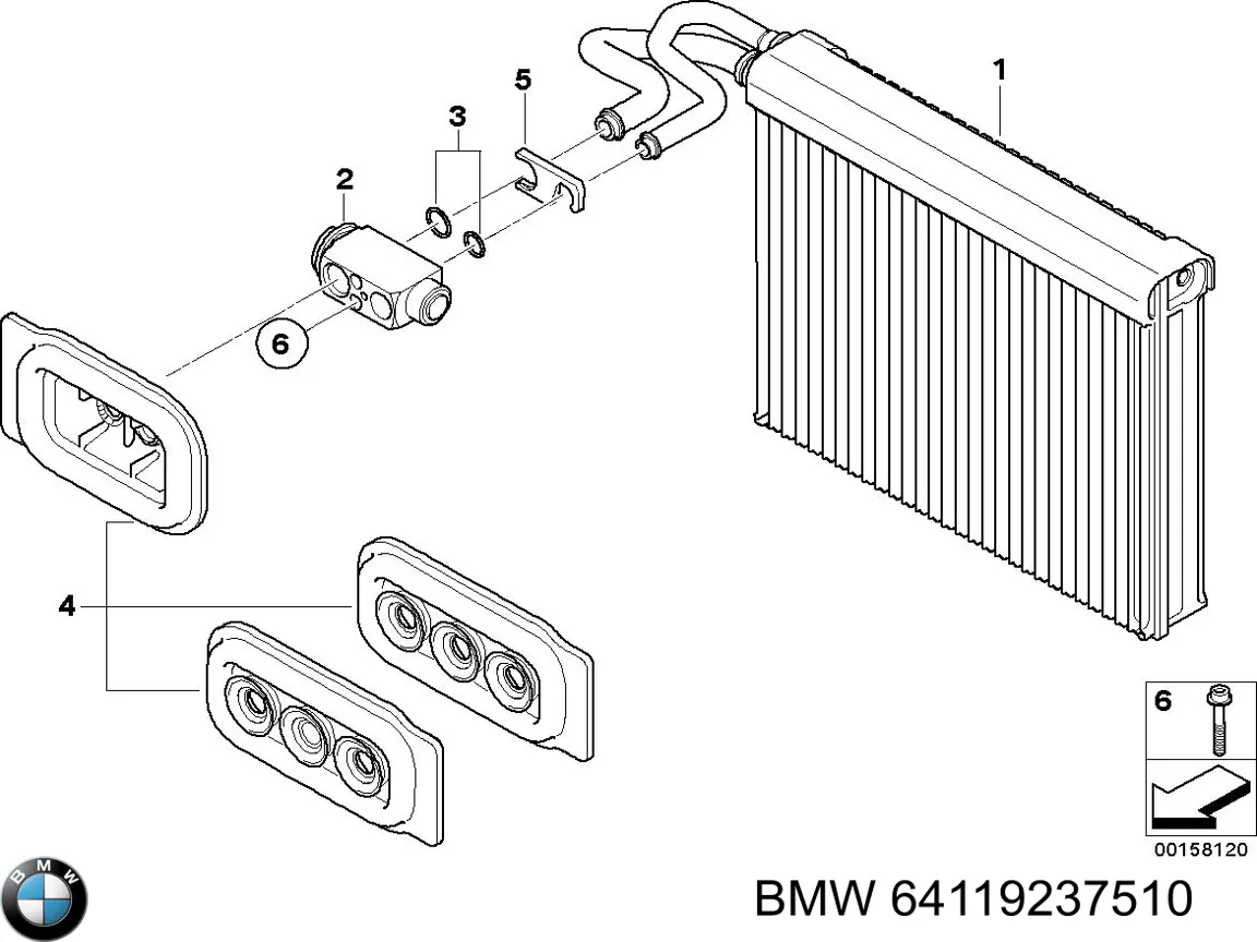 Купить 64119237510 BMW Радиатор кондиционера салонный, испаритель