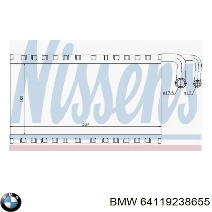 Радиатор испарителя кондиционера BMW 64119238655 цена, от 25.34 USD