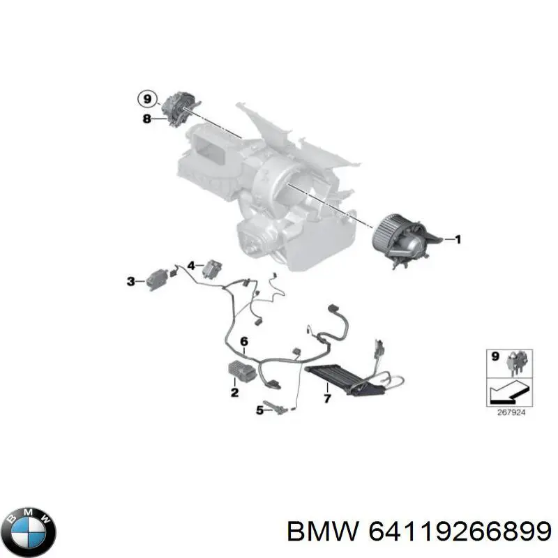 Вентилятор печки 64119266899 BMW