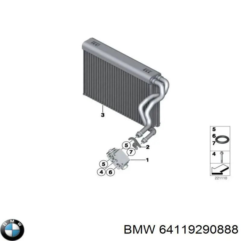 Испаритель кондиционера 64119290888 BMW