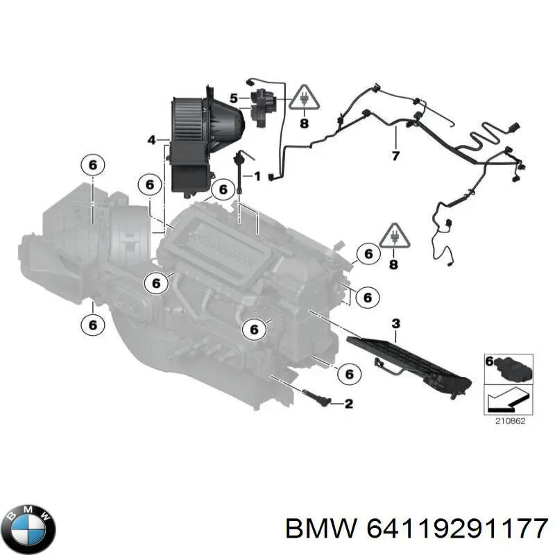 Двигун вентилятора пічки (обігрівача салону) 64119291177 BMW