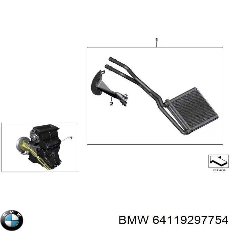 Радиатор печки (отопителя) BMW 64119297754