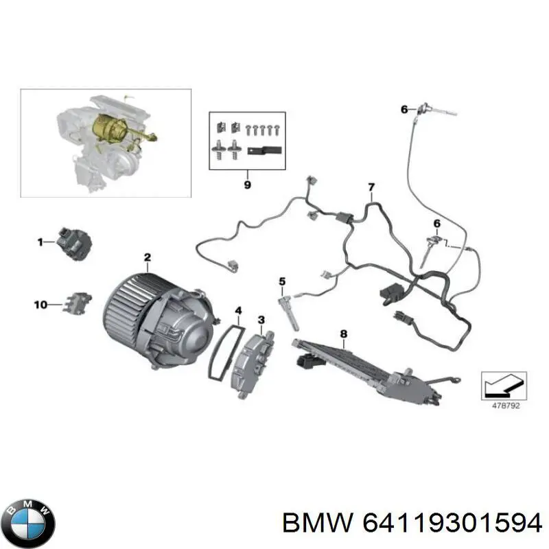 Резистор (сопротивление) вентилятора печки (отопителя салона) на BMW X1 (F48) купить.
