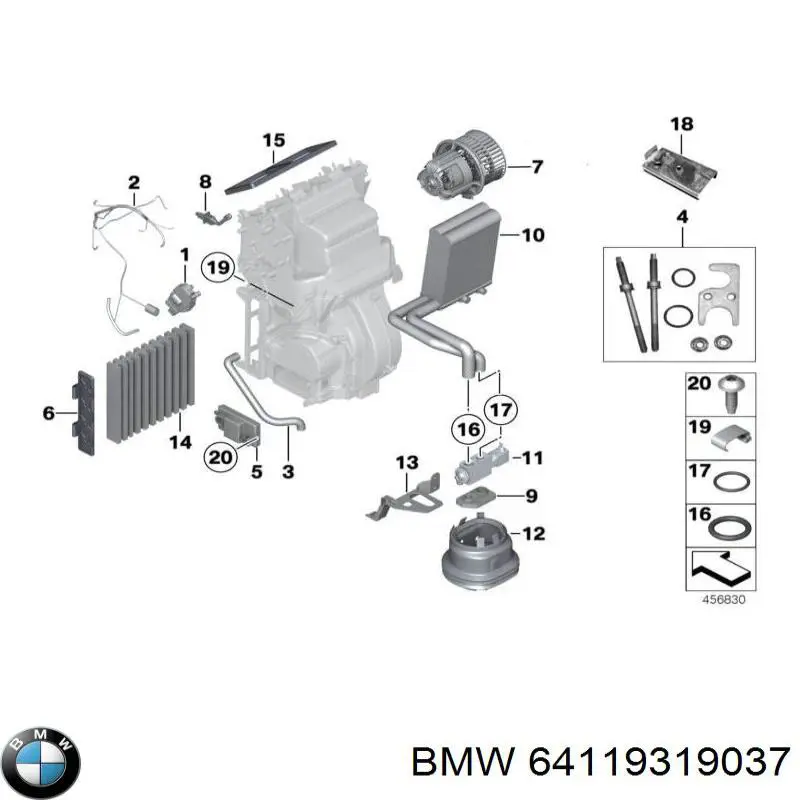 64119319037 BMW acionamento de comporta de forno