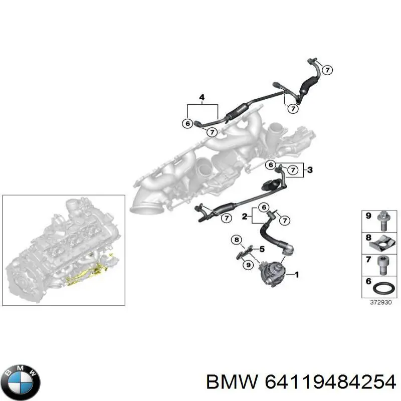 64119484254 BMW bomba de água (bomba de esfriamento, adicional elétrica)