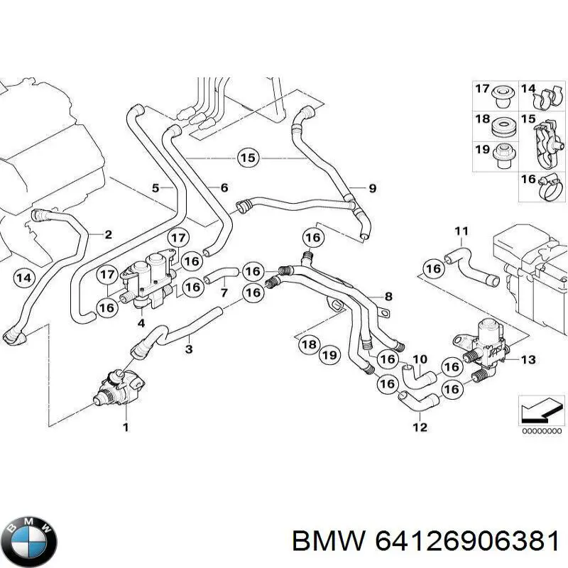 Кран печки (отопителя) BMW 64126906381