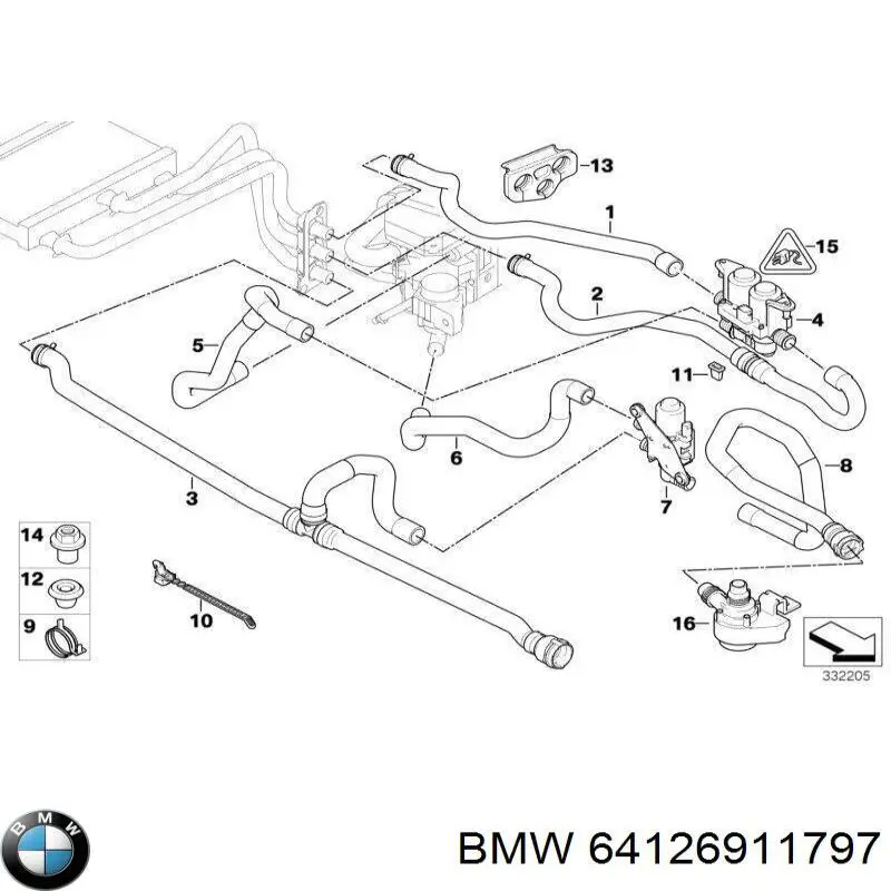 Кран печки 64126911797 BMW